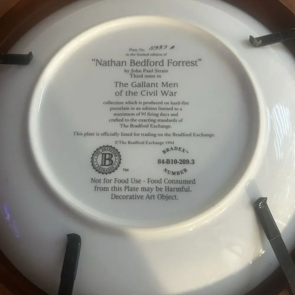 Nathan Bedford Forrest Civil War Collector Plate Framed Bradford Exchange 1994